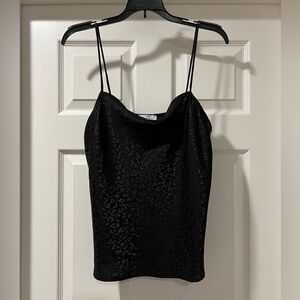 Gilli Black Satin Textured Cowl Neck Top